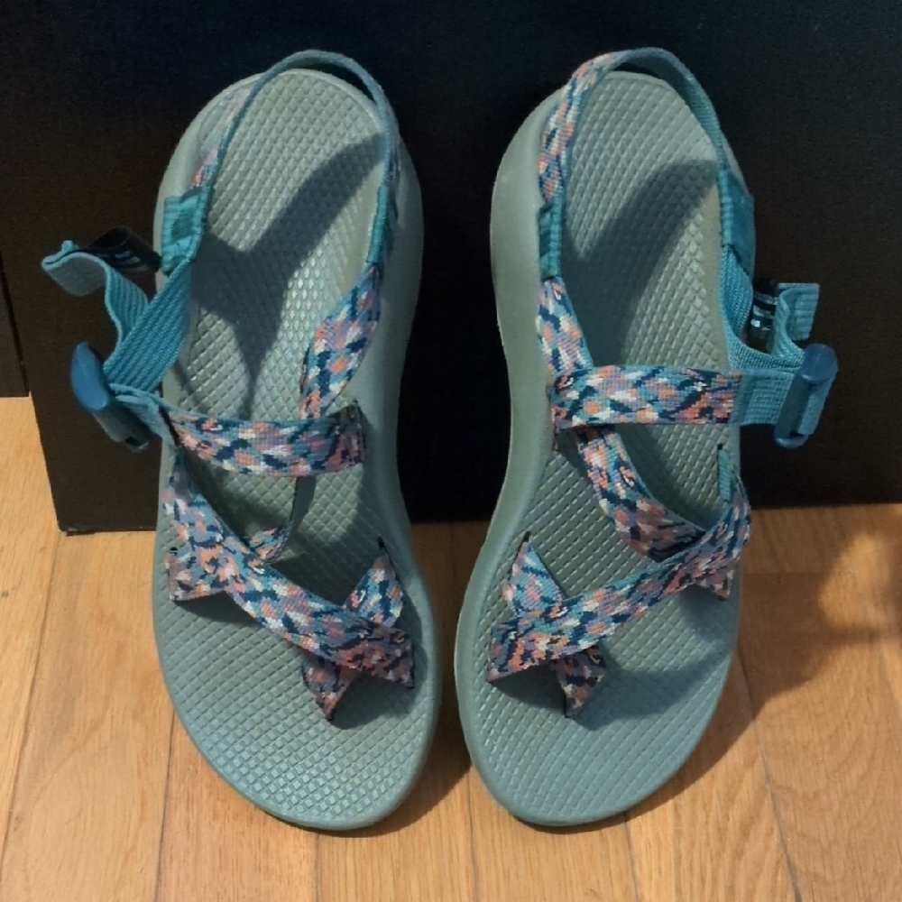 Chaco Women's Green and Pink Sandals - Picture 2 of 6